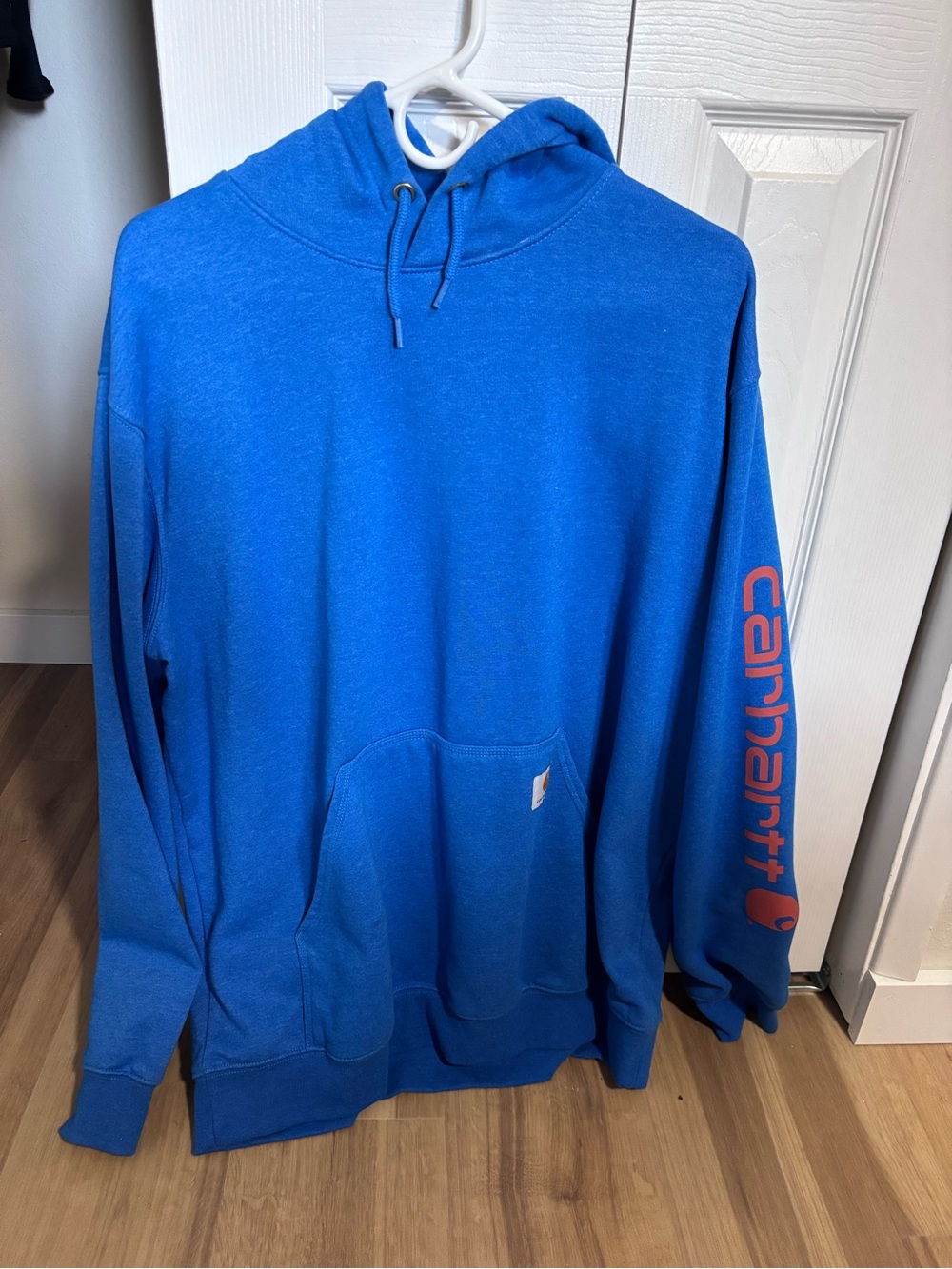 Carhartt Men’s Royal Blue Pullover Hoodie with Sleeve Logo
